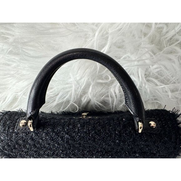 Kate spade Little Nadine black tuxedo hill tweed purse crossbody satchel - Picture 4 of 8